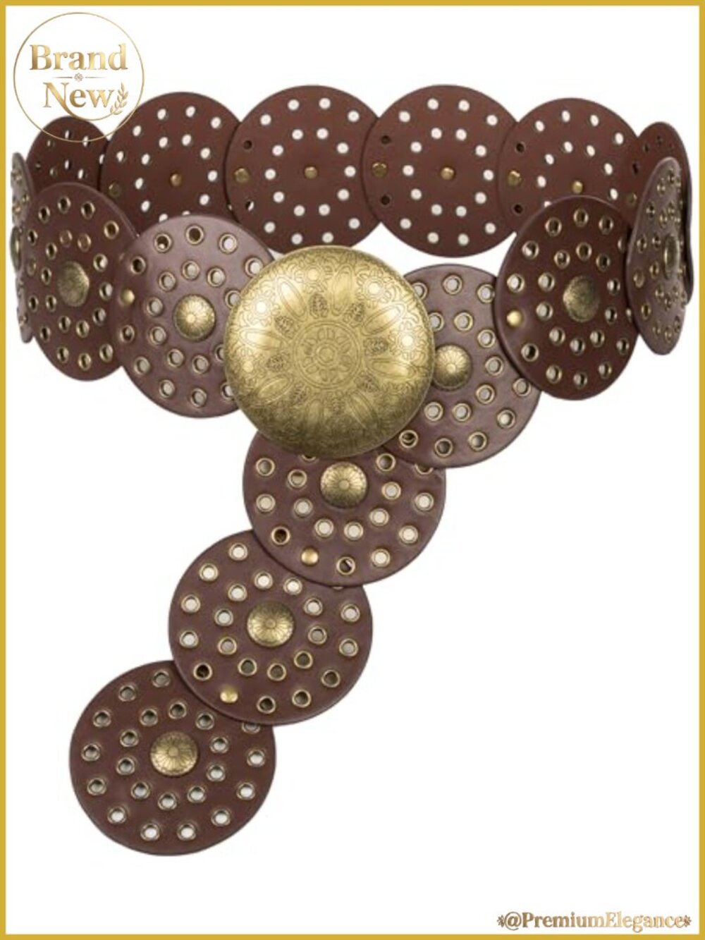 Wide PU-Leather Western-Disc-Concho-Belt Women Boho Cowgirl-Belt